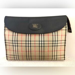 BURBERRYS Vintage Nova Check Clutch Pouch w/ Removable Chain